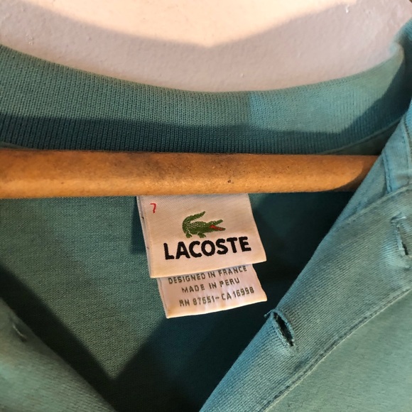 Lacoste Size 7 collared short sleeve like new aqua - Picture 2 of 2